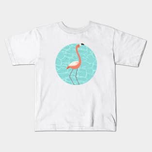 Pink flamingo posing in the distance Kids T-Shirt